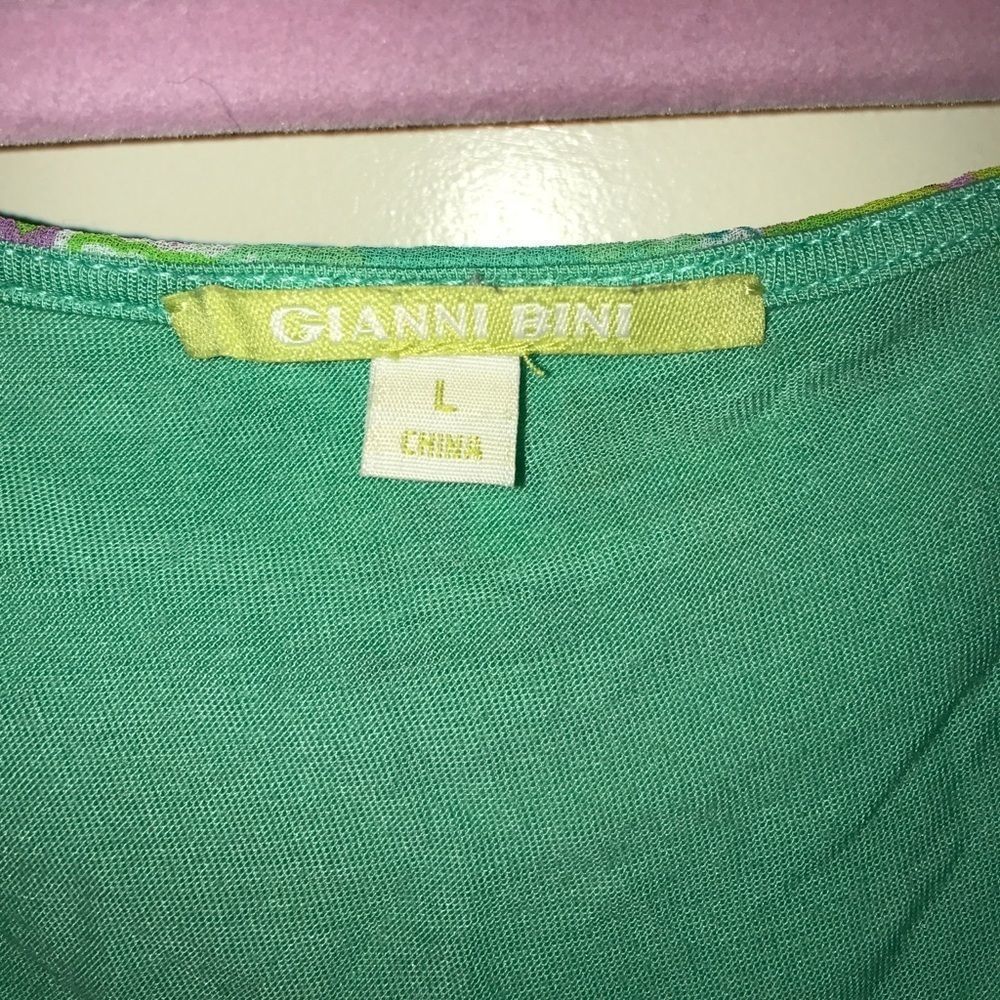 Mint green tribal printed asymmetrical top - Picture 2 of 2
